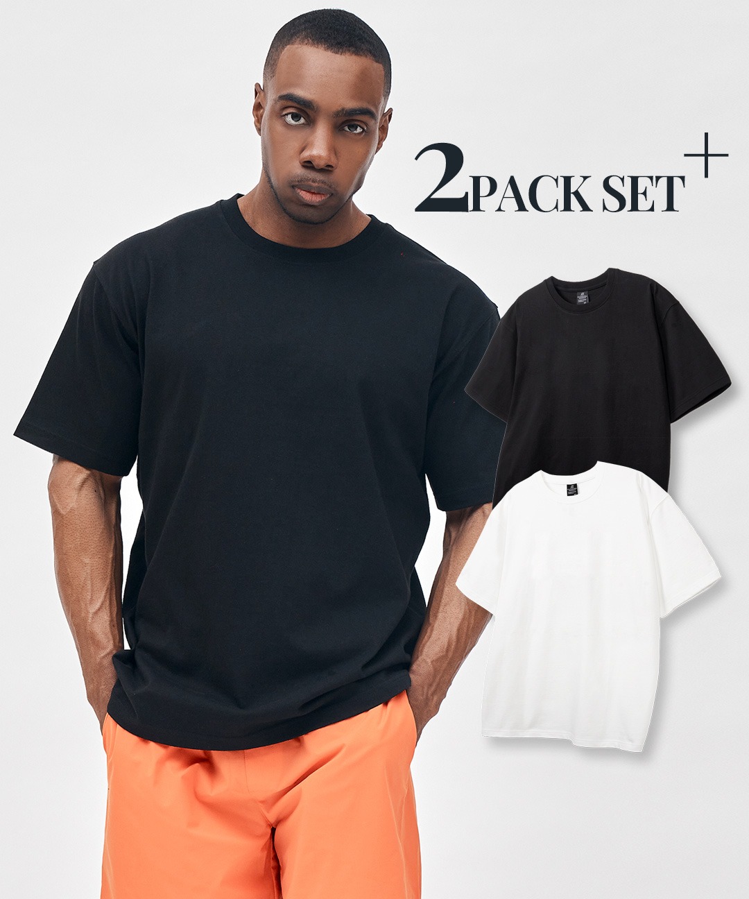 Plain color standas short-sleeved T-shirt (2PACK)