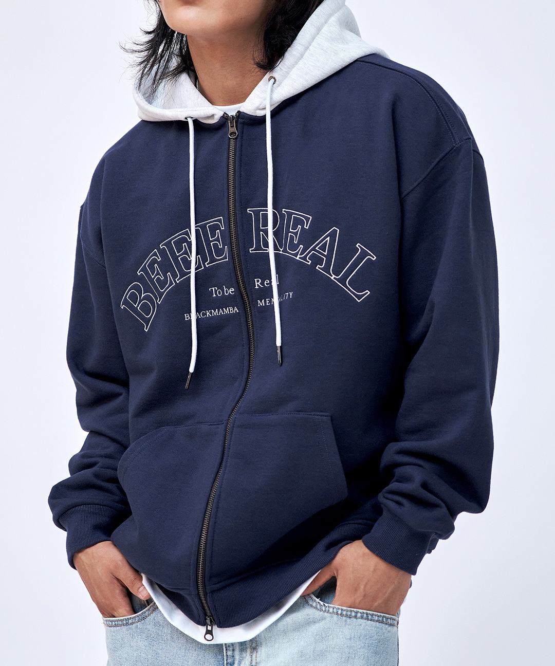BEEE REAL Coloring Hooded Zip-Up (Navy)