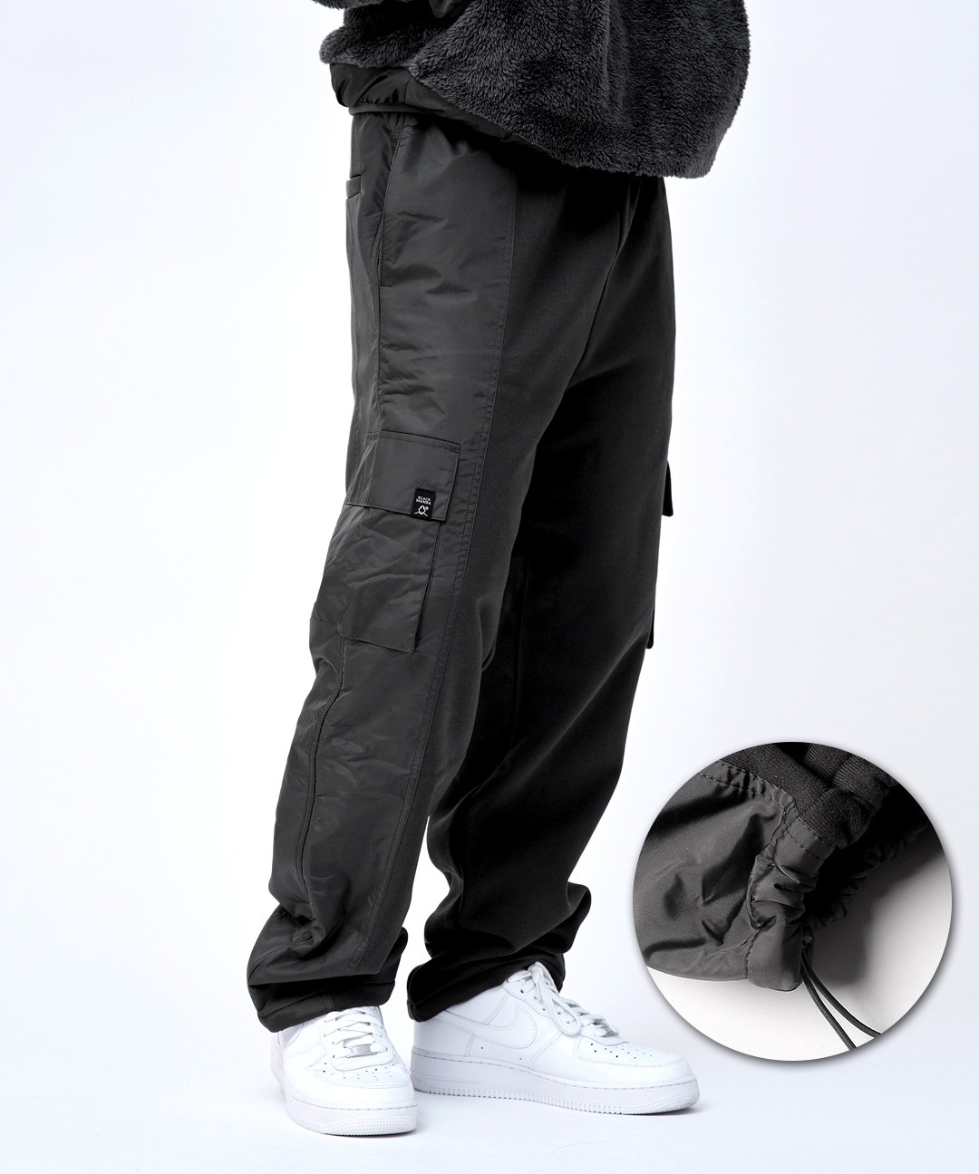 Cargo jogger pants (fleece) black