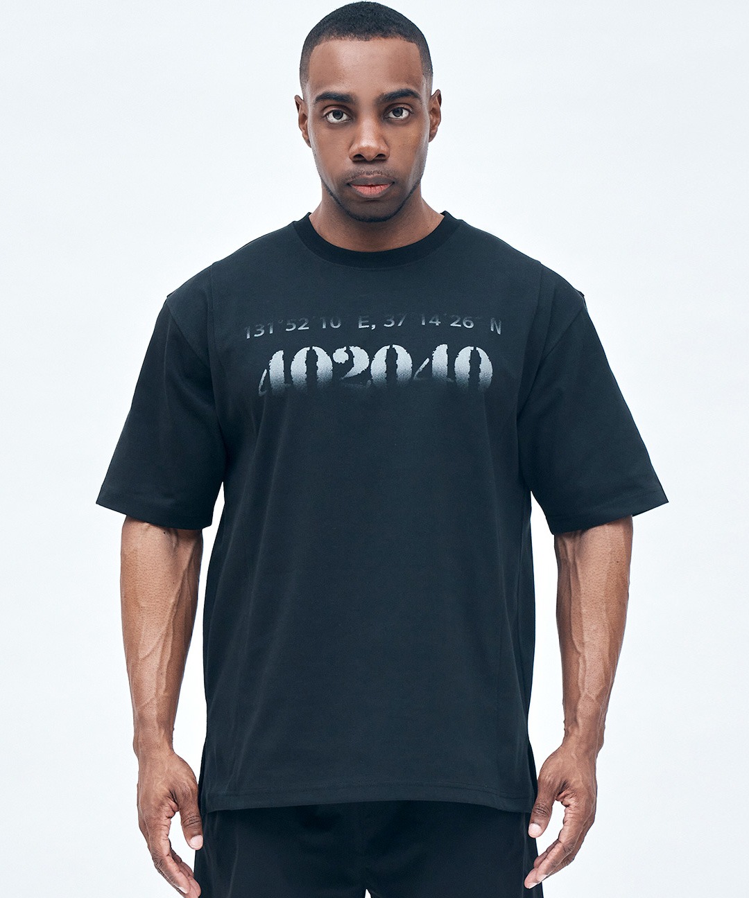 24SS Numbering Oversized fit Short-sleeved T-shirt (Black)